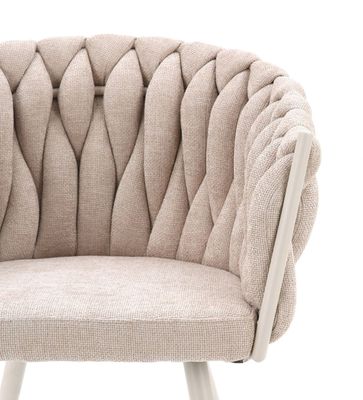 Homerebels Beige Matstol – Beige ben, flätad rygg & armstöd