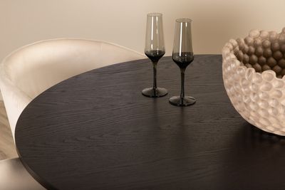 Venture Home Berit & Bianca 4 st Matstolar Beige + Runt Matbord ⌀110 Svart