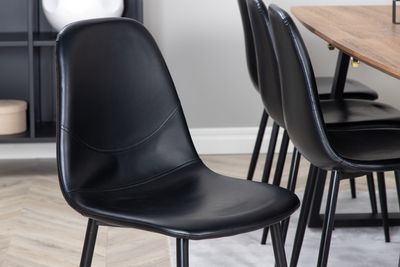 Venture Home Polar & Inca 8 st Matstolar Svart + Rektangulärt Matbord 160 x 85 Valnöt