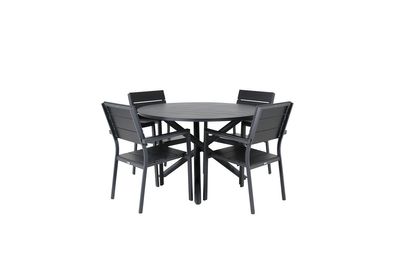 Venture Home Alma & Levels Runt Matbord ⌀120 Svart + 4 st Matstolar Svart