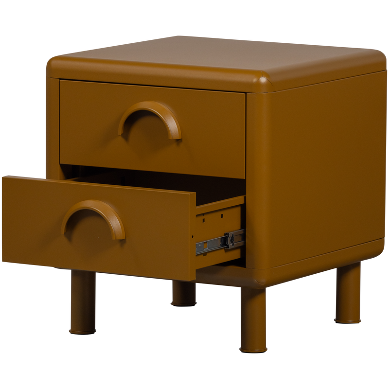 WOOOD Rune Sängbord med 2 Lådor i Metall - Honungsgul