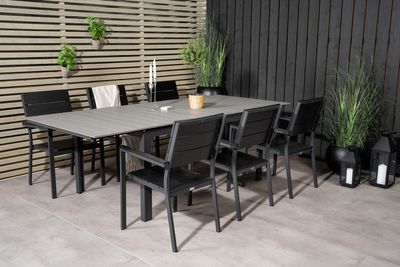 Venture Home Levels Rektangulärt Matbord 160 x 100 Svart + Matstolar 6-pack Svart