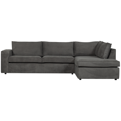 WOOOD Thomas Hörnsoffa med Ribbtäckning Höger Mörkgrå