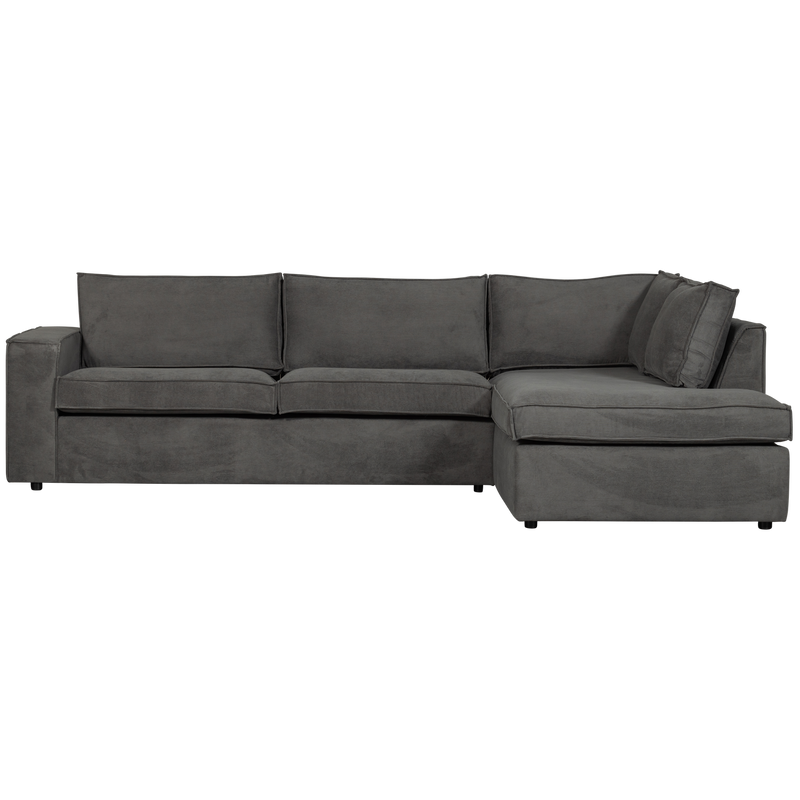 WOOOD Thomas Hörnsoffa med Ribbtäckning Höger Mörkgrå