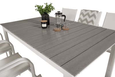 Venture Home Levels & Santorini Rektangulärt Matbord 160 x 100 Vit + 6 st Matstolar Vit
