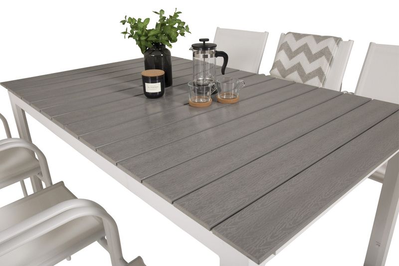Venture Home Levels & Santorini Rektangulärt Matbord 160 x 100 Vit + 6 st Matstolar Vit