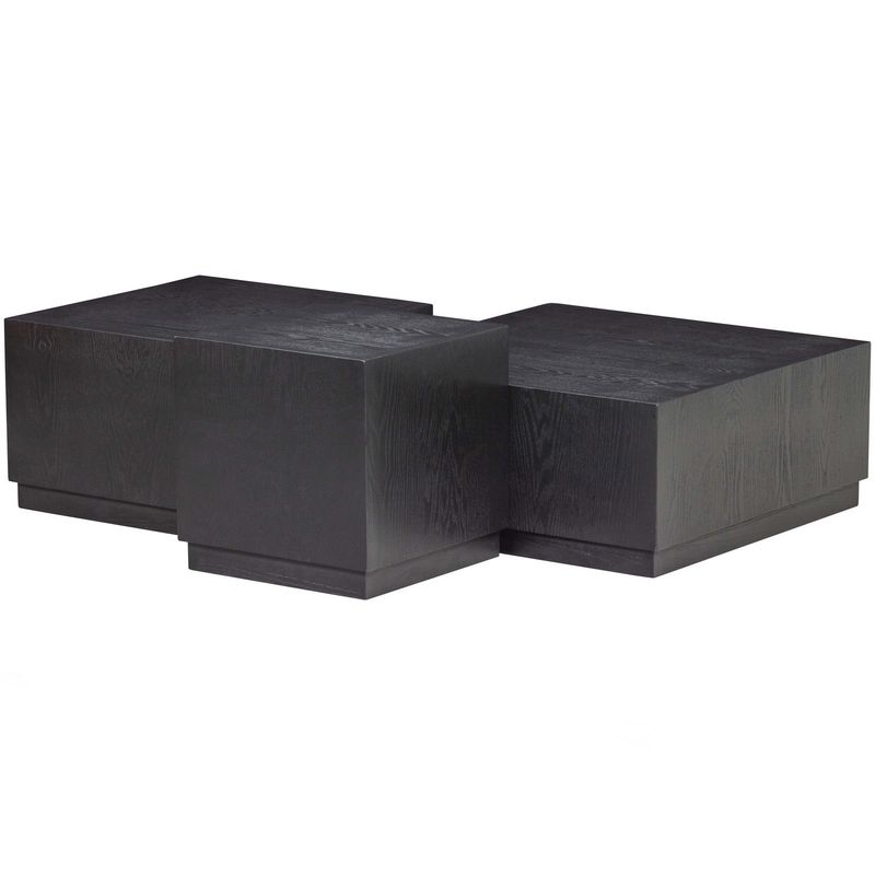 WOOOD Pim Sidobord Trä Svart - Set om 3