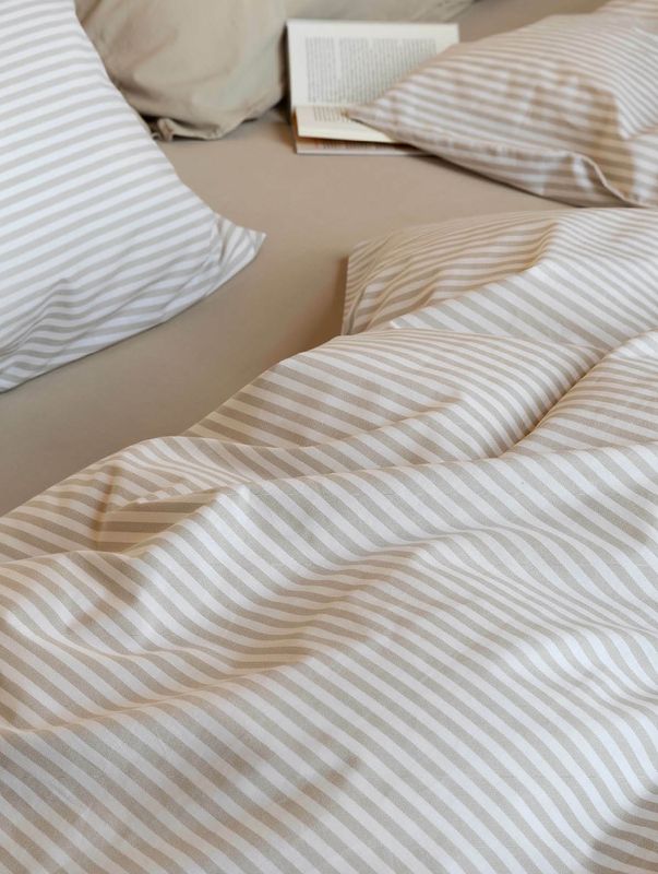 Høie Tor påslakanset beige 150x210 cm 2 delar