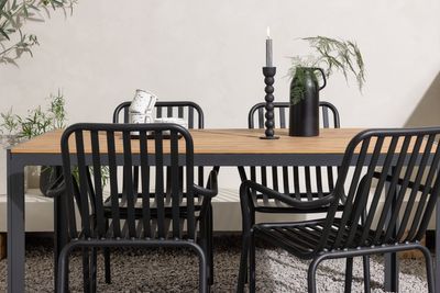 Venture Home Break & Peking Rektangulärt Matbord 150 x 90 Svart + 4 st Matstolar Svart