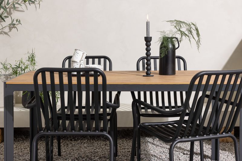 Venture Home Break & Peking Rektangulärt Matbord 150 x 90 Svart + 4 st Matstolar Svart