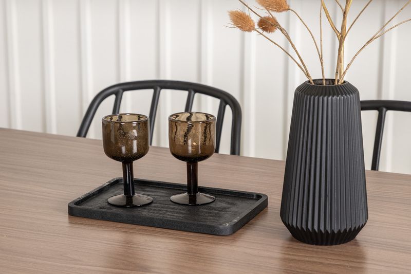 Venture Home Tempe & Dyrön Rektangulärt Matbord 140 x 80 Valnöt + 4 st Matstolar Svart