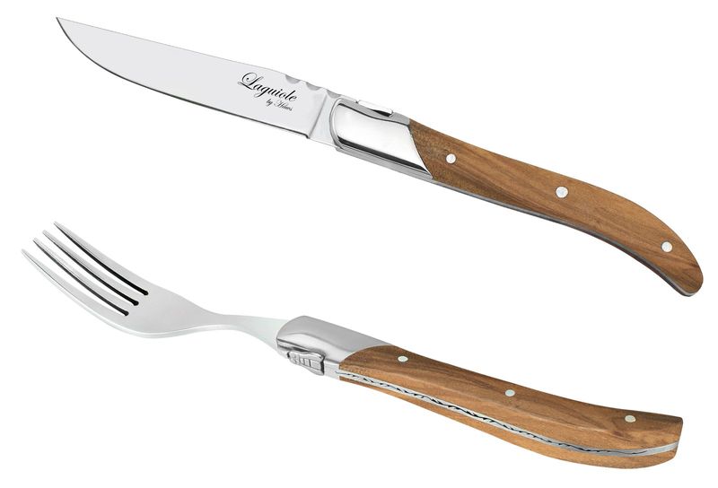 Laguiole By Hâws 6 grillknivar och 6 gafflar i svart trä