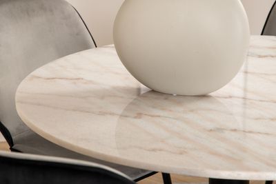 Venture Home Emma & Estelle 4 st Matstolar Grå + Runt Matbord ⌀106 Vit