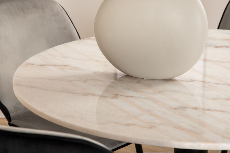 Venture Home Emma & Estelle 4 st Matstolar Grå + Runt Matbord ⌀106 Vit