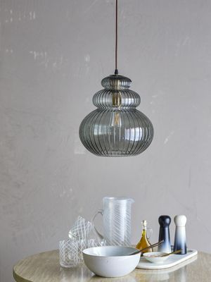 Bloomingville Sybia Taklampa, Grå, Glas, Ø31,5xH33 cm