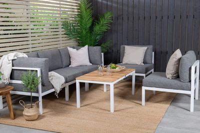 Venture Home Brasilia & Copacabana Soffbord 110 x 60 Natur + Soffmoduler Vit