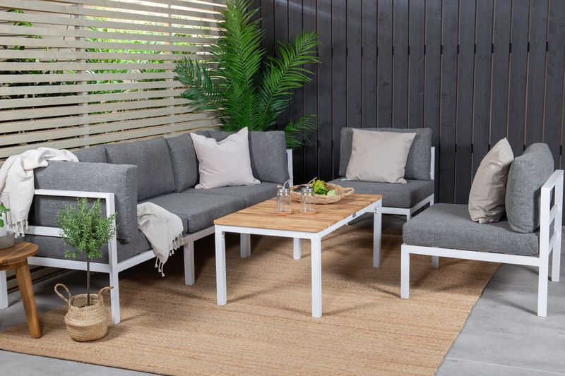 Venture Home Brasilia & Copacabana Soffbord 110 x 60 Natur + Soffmoduler Vit