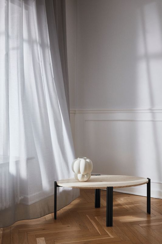AYTM Tribus Soffbord Svart, Travertin 92.4x35 cm