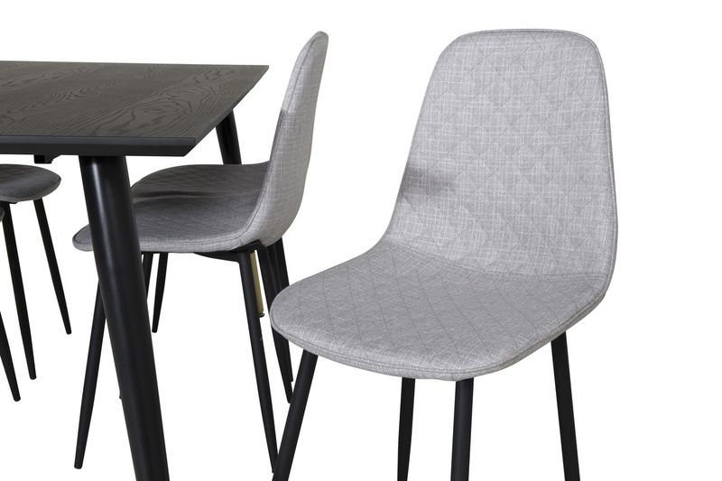 Venture Home Dipp & Polar Rektangulärt Matbord 180 x 90 Svart + 6 st Matstolar Grå