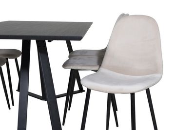 Venture Home Polar & Marina 6 st Matstolar Beige + Rektangulärt Matbord 180 x 90 Svart