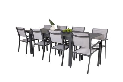 Venture Home Copacabana & Marbella 8 st Matstolar + Rektangulärt Matbord 160 x 100 Svart