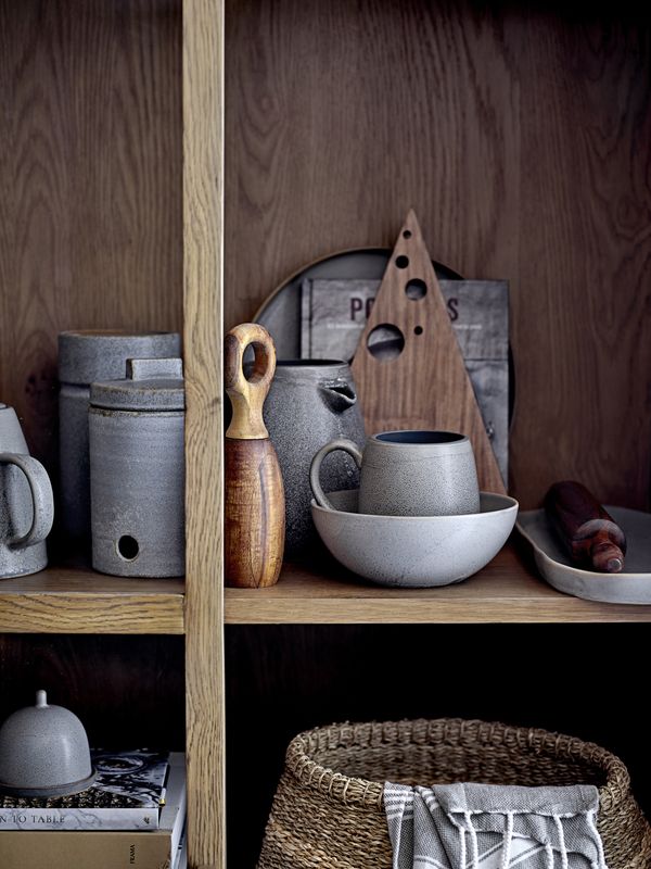 Bloomingville Kendra Mugg, Grå, Stengods - 12-pack