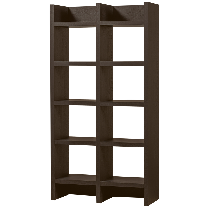 WOOOD TIMO Öppen Bokhylla MDF Mörkbrun 195x100x40 cm