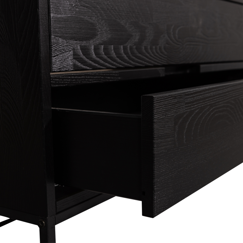 WOOOD SILAS TV-bänk i svart askträ, 120 cm