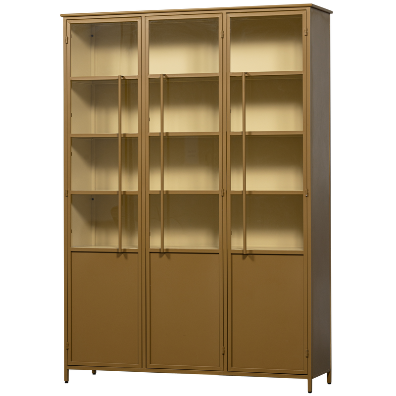 WOOOD Exhibit XL 3-dörrars vitrinskåp metall honung