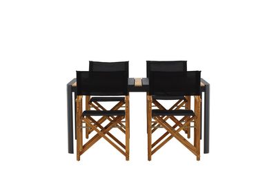 Venture Home Marion & Togo 4 st Matstolar Natur + Rektangulärt Matbord 150 x 90 Svart