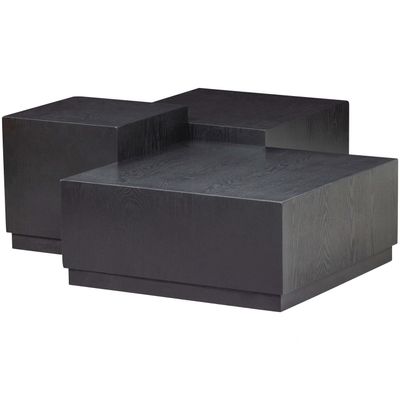 WOOOD Pim Sidobord Trä Svart - Set om 3