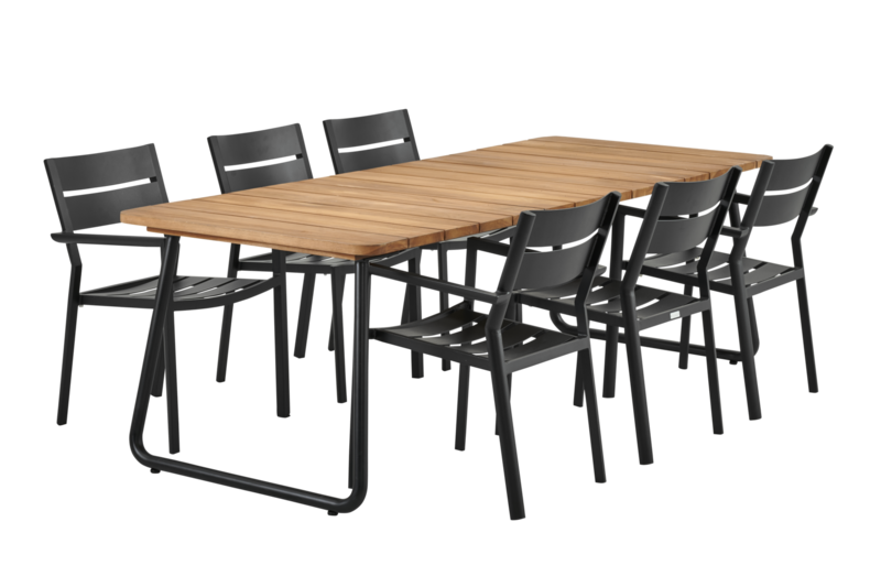 Brafab Nolli Matbord 90x225 cm Svart/Teak