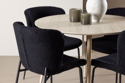 Venture Home Plaza & Modesto Runt Matbord ⌀100 Vitputsad + 4 st Matstolar Svart