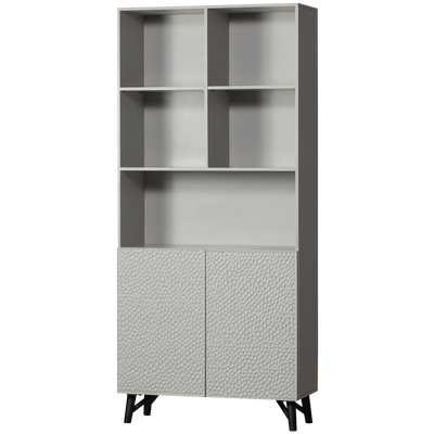 WOOOD Carved Organic 2-Dörrars Förvaringsskåp i Mangoträ Mistgrå