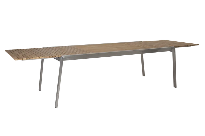 Brafab Naos Matbord 100x220-320 cm Rostfritt Stål/Teak