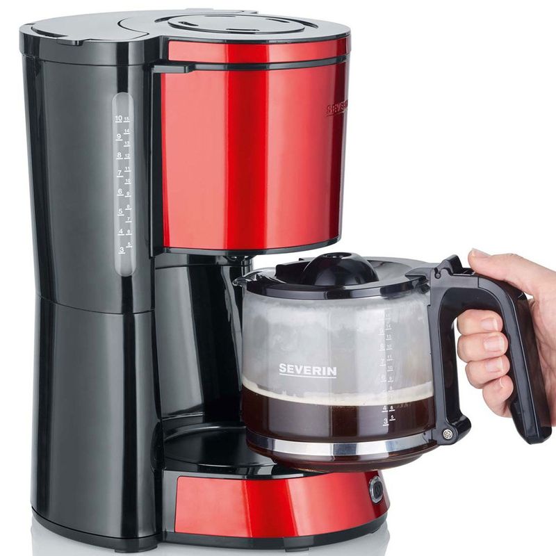 Severin Kaffebryggare 10 koppars 1000W Chilli röd KA4817