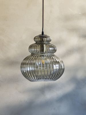 Bloomingville Sybia Taklampa, Grå, Glas, Ø31,5xH33 cm