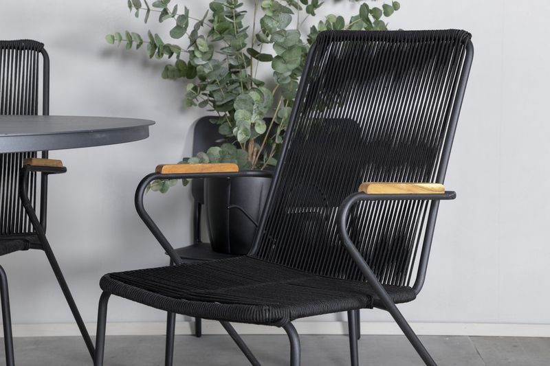 Venture Home Alma & Bois Runt Matbord ⌀120 Svart + 4 st Matstolar Svart