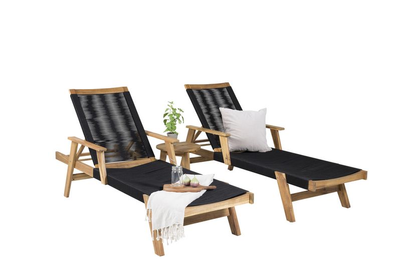 Venture Home Chania & Little John Sidobord ⌀40 Natur + Solstolar