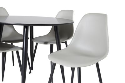 Venture Home Polar & Plaza 4 st Matstolar Grå + Runt Matbord ⌀100 Svart