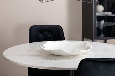 Venture Home Razzia & Velvet Deluxe Runt Matbord ⌀106 Vit + 4 st Matstolar Svart