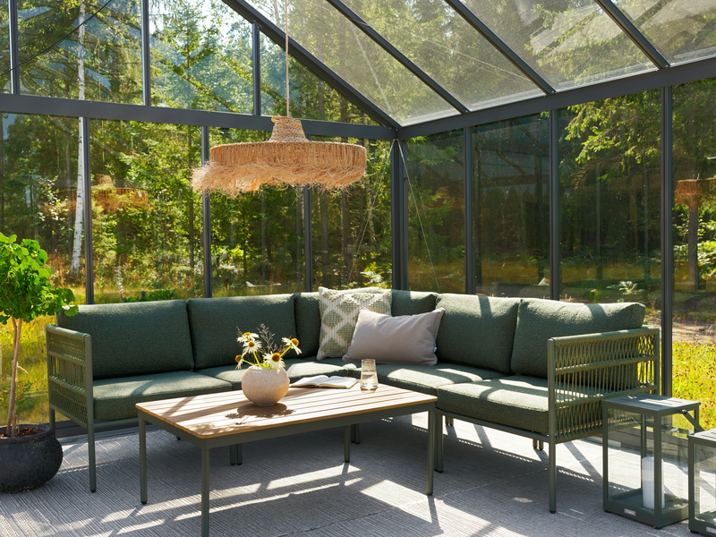 Brafab Reno Soffbord 70x110 cm Nordic Green/Natural Wood