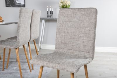 Venture Home Polar & Windu Rektangulärt Matbord 180 x 90 Vit + 6 st matstolar grå