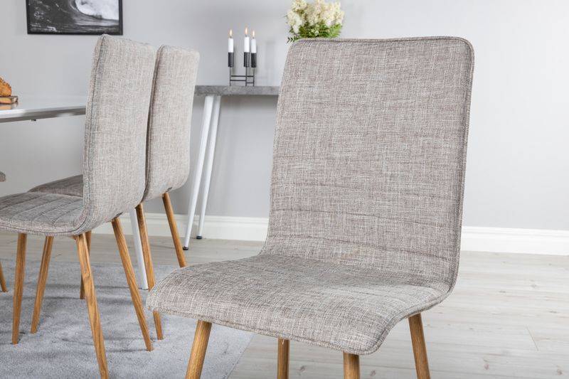 Venture Home Polar & Windu Rektangulärt Matbord 180 x 90 Vit + 6 st matstolar grå