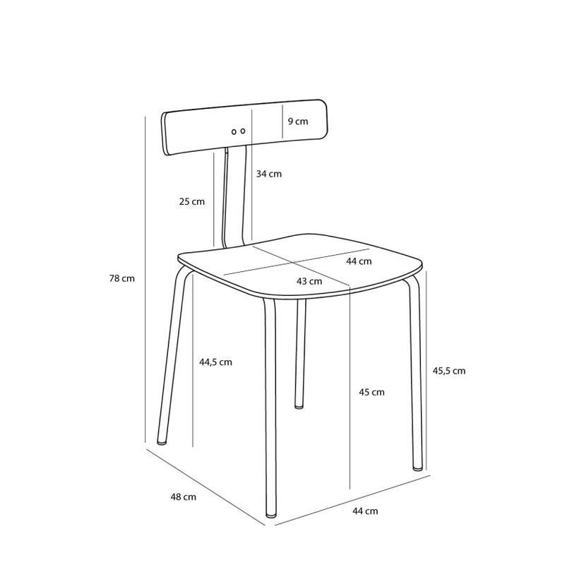 Hübsch Hock matstol svart 44 x 48 x H78 cm