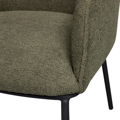 WOOOD Leon Matstol i Skogsgrön Bouclé
