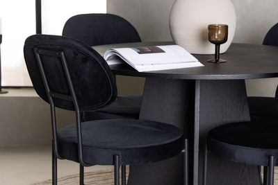 Venture Home Bootcut & Stella Runt Matbord ⌀110 Svart + 4 st Matstolar Svart