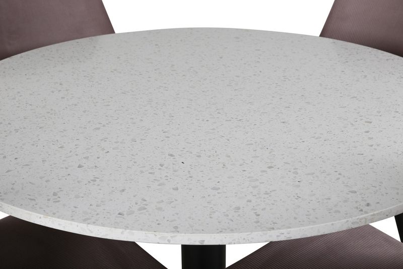 Venture Home Leone & Razzia 4 st Matstolar Gammelrosa + Runt Matbord ⌀106 Vit