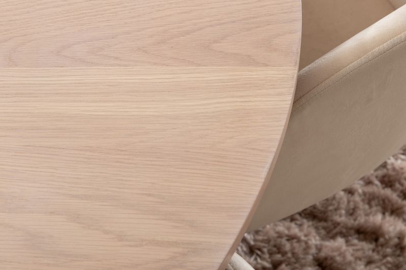 Venture Home Berit & Bianca 4 st Matstolar Beige + Runt Matbord ⌀110 Vitputsad