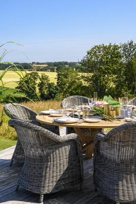 Brafab Circus Matbord 180 cm Teak med Snurrskiva Natur/Svart